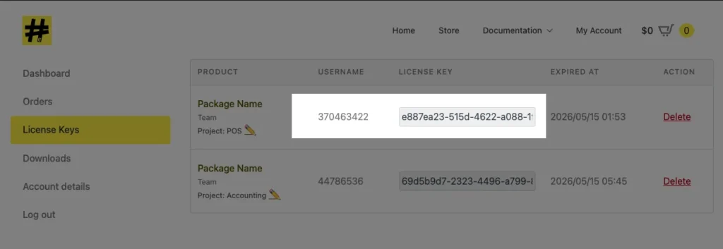 License Dashboard
